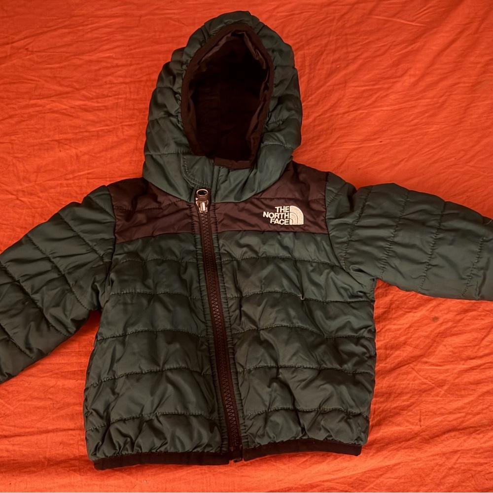 The North Face Kids Puffer Jacket in Forest Green with Black Accents